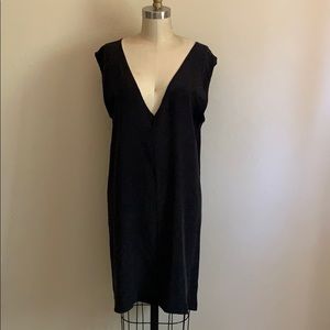 V neck silk sheath dress